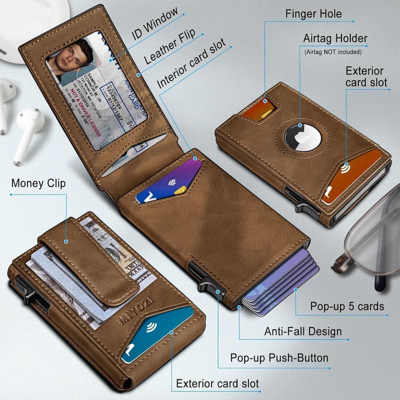 Men's Wallet with Money Clip in RFID Leather