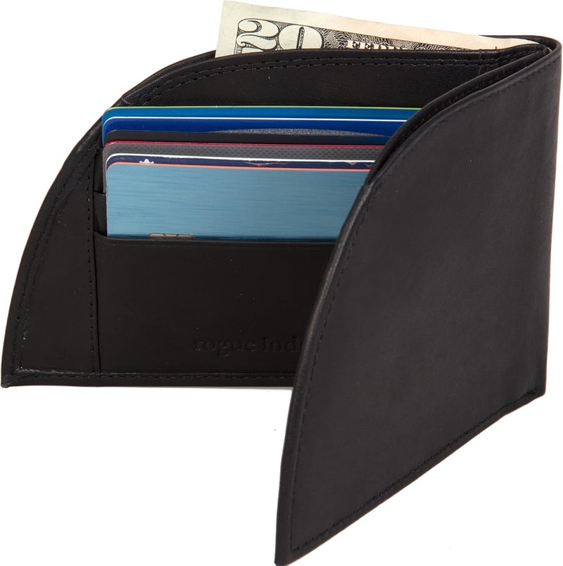 Black RFID Leather Wallet for Men, Slim Bifold with ID Window
