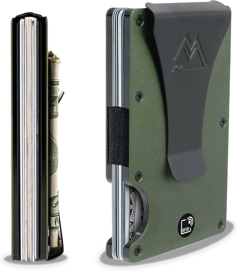 Minimalist RFID Wallet with Money Clip – Army Green