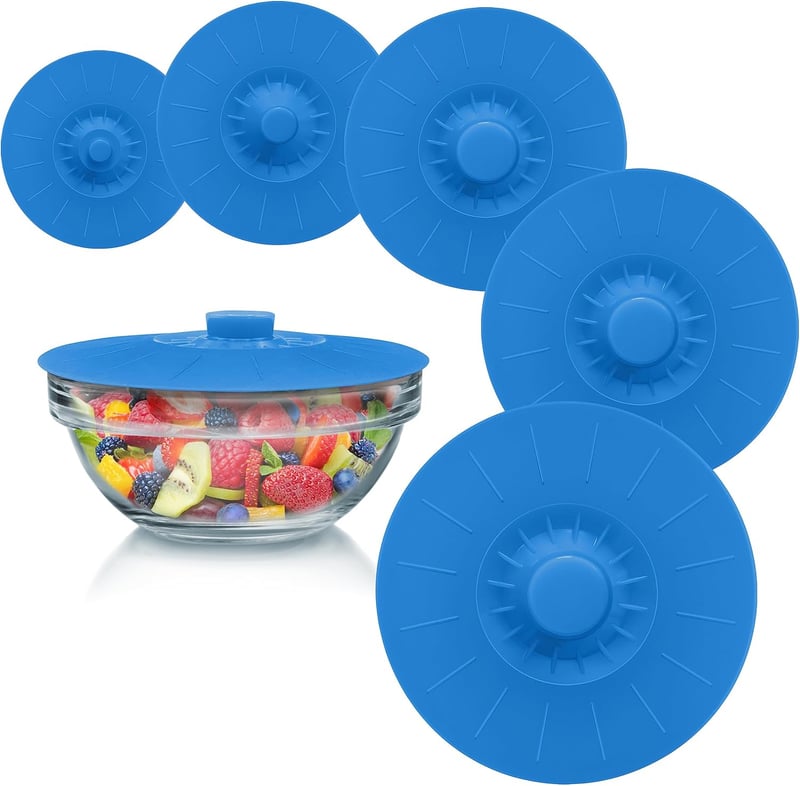 Reusable Silicone Bowl Lid Set - Blue, Food Safe