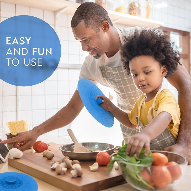 Reusable Silicone Bowl Lid Set - Blue, Food Safe
