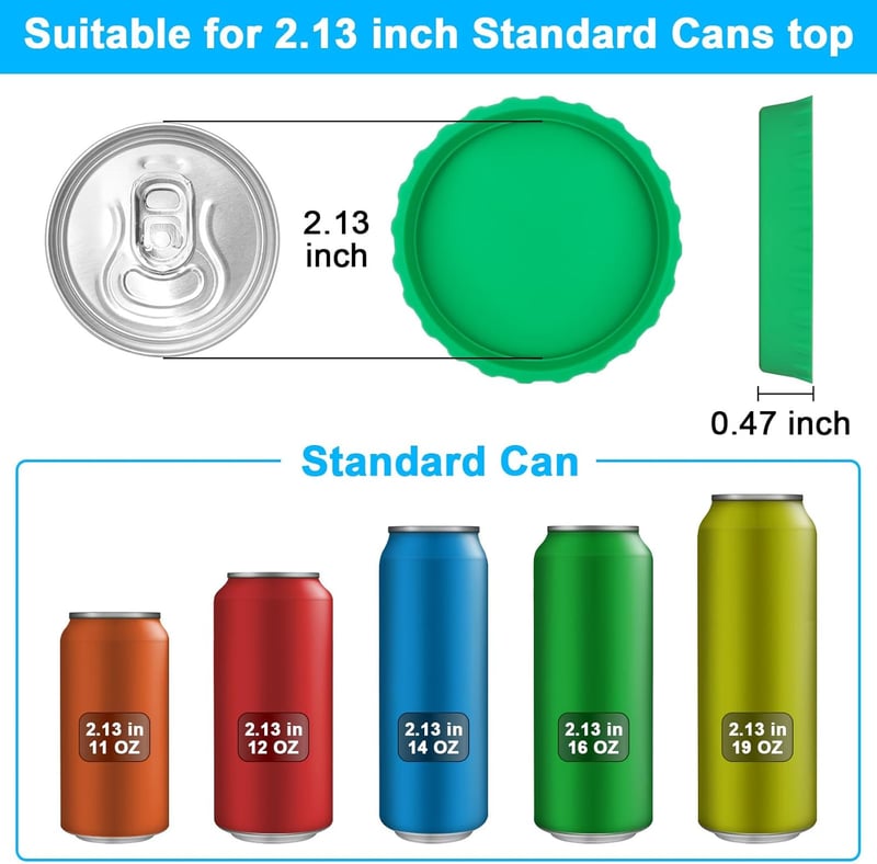 Silicone Can Covers for Soda & Beer, BPA-Free, 6-Pack