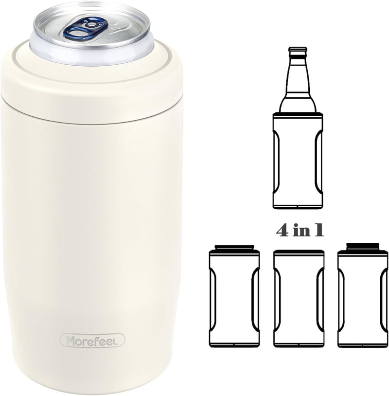 4-in-1 Stainless Steel Skinny Can Cooler, Light Beige