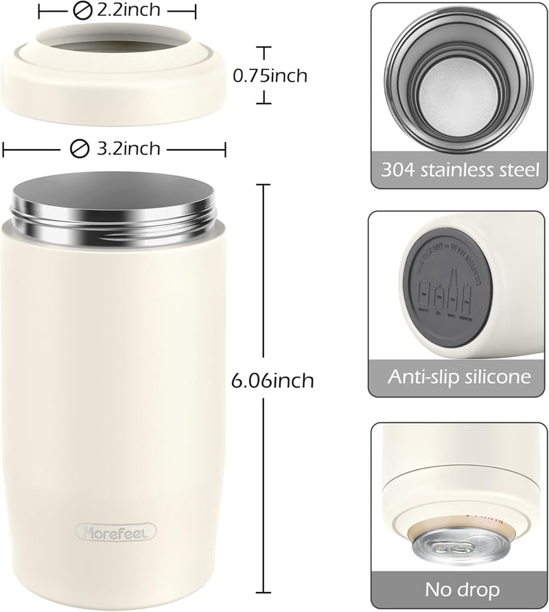 4-in-1 Stainless Steel Skinny Can Cooler, Light Beige