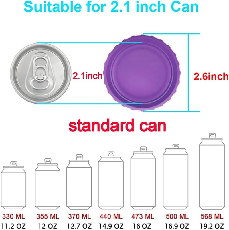 Silicone Soda Can Lids, BPA-Free, 6-Pack