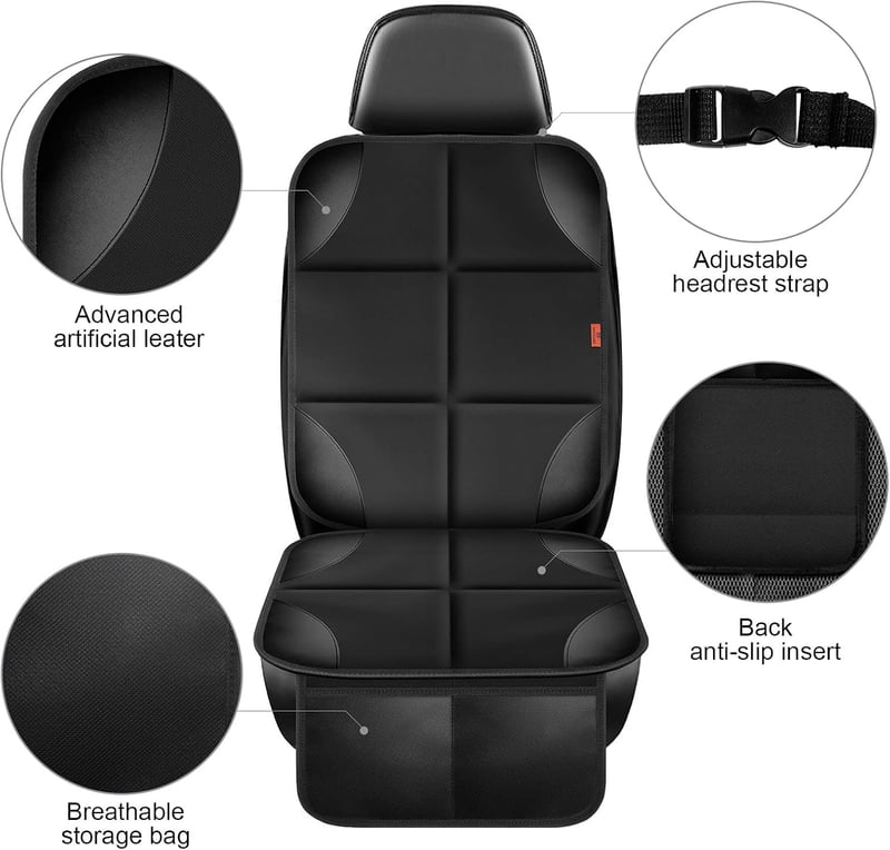 Car Seat Protectors, Waterproof 600D Fabric, Black, 2-Pack
