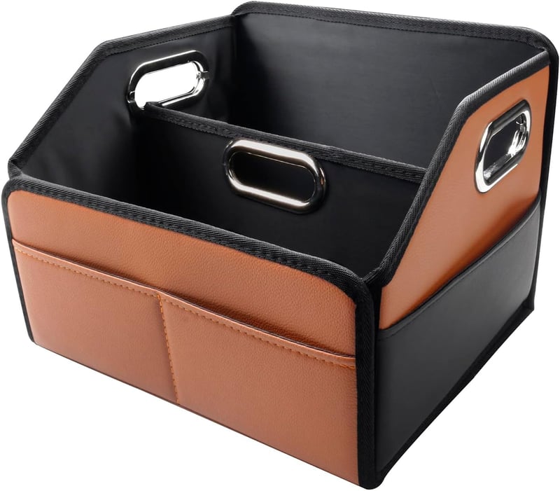 Car Seat Organizer with 6 Compartments, Brown & Black