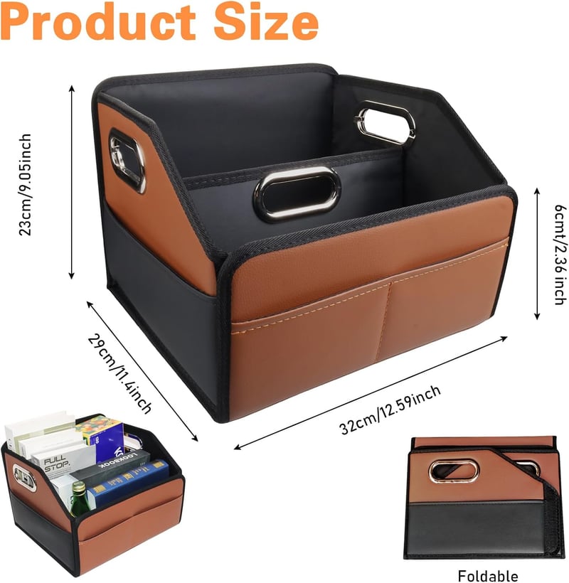 Car Seat Organizer with 6 Compartments, Brown & Black