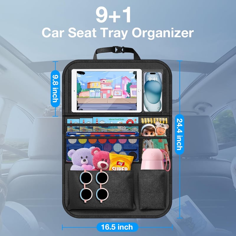 Car Backseat Organizer with Tray and Tablet Holder
