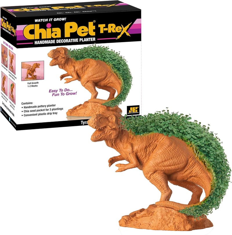 Chia T-Rex Pottery Planter with Seed Pack