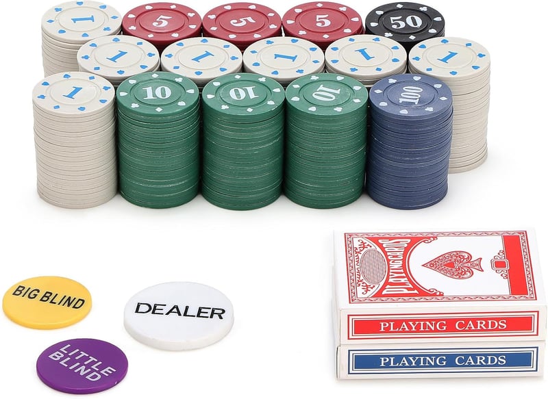 Poker Chips Set with 2 Card Decks for Texas Hold'em & Blackjack