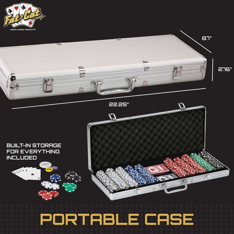 500-Piece Poker Chip Set for Texas Hold'em with Aluminum Case