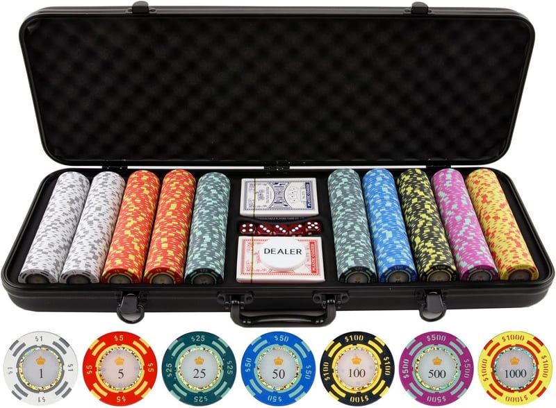 500-Piece Clay Poker Chip Set with Number Denominations