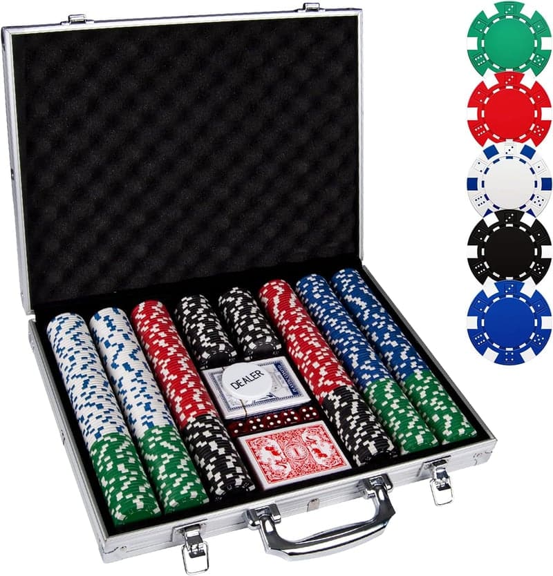 500-Piece Poker Chip Set with Aluminum Case, 11.5g Chips