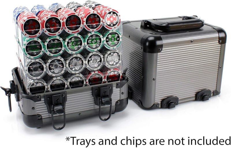 Deluxe 1000pc Gray Poker Chip Case Carrier