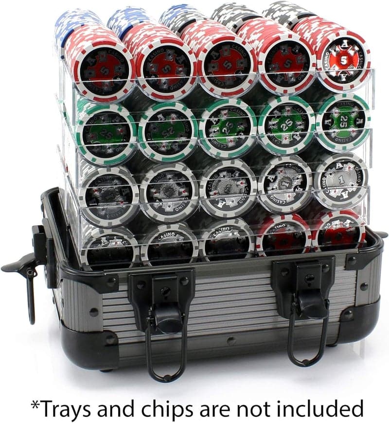 Deluxe 1000pc Gray Poker Chip Case Carrier