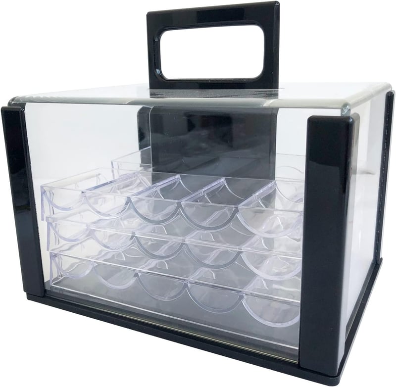 Deluxe Acrylic Poker Chip Carrier with 6 Racks (600-Chip Capacity)