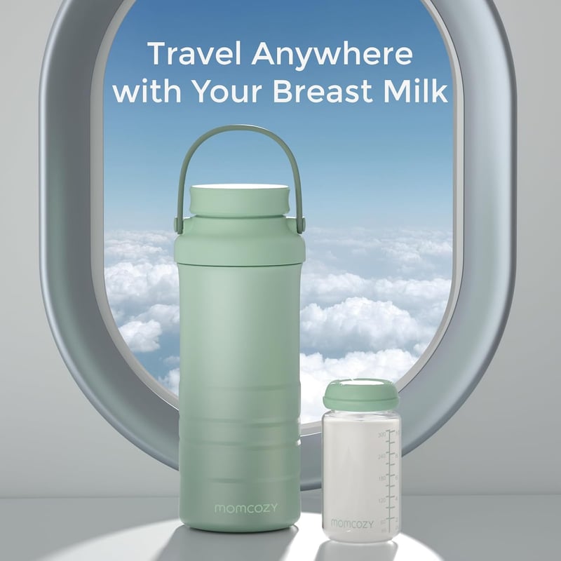 Portable Breast Milk Cooler, 22oz Travel Chiller with Bottles, Green