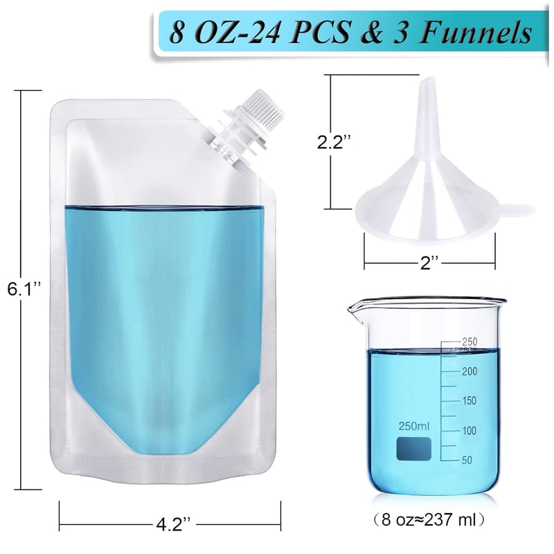 Travel Plastic Flask Set (24 Pcs, 8 Oz, Reusable, Leak-Proof)