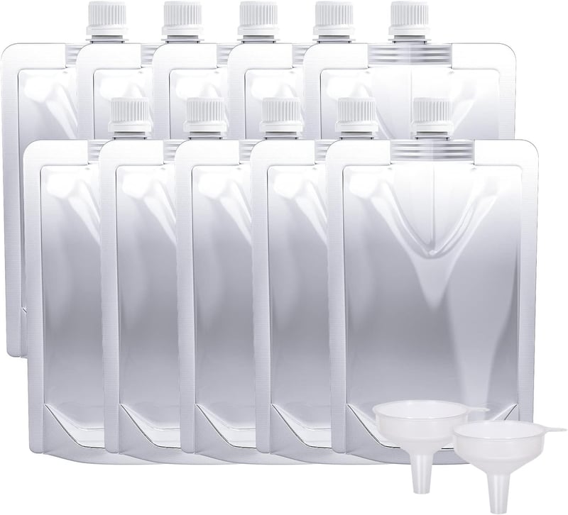 Travel-Ready Leak-Proof Flasks, Set of 10 with Funnels