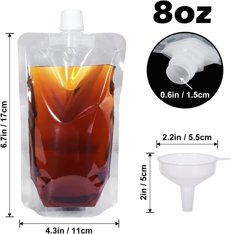 Travel-Ready Leak-Proof Flasks, Set of 10 with Funnels