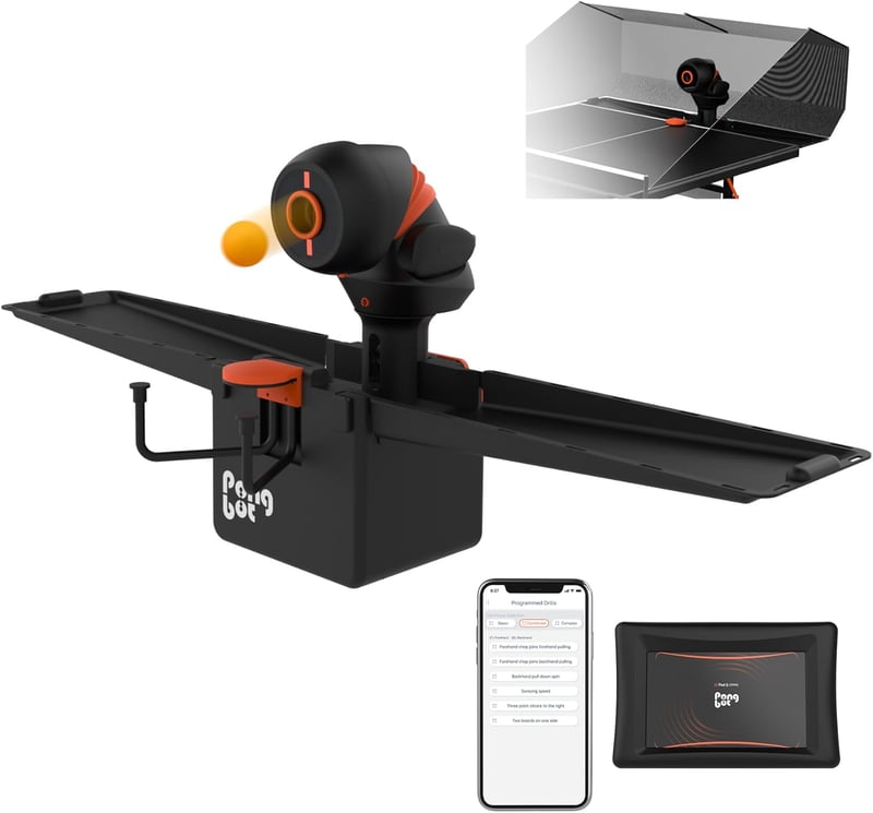 Table Tennis Robot with Net and App Control, Programmable Drills