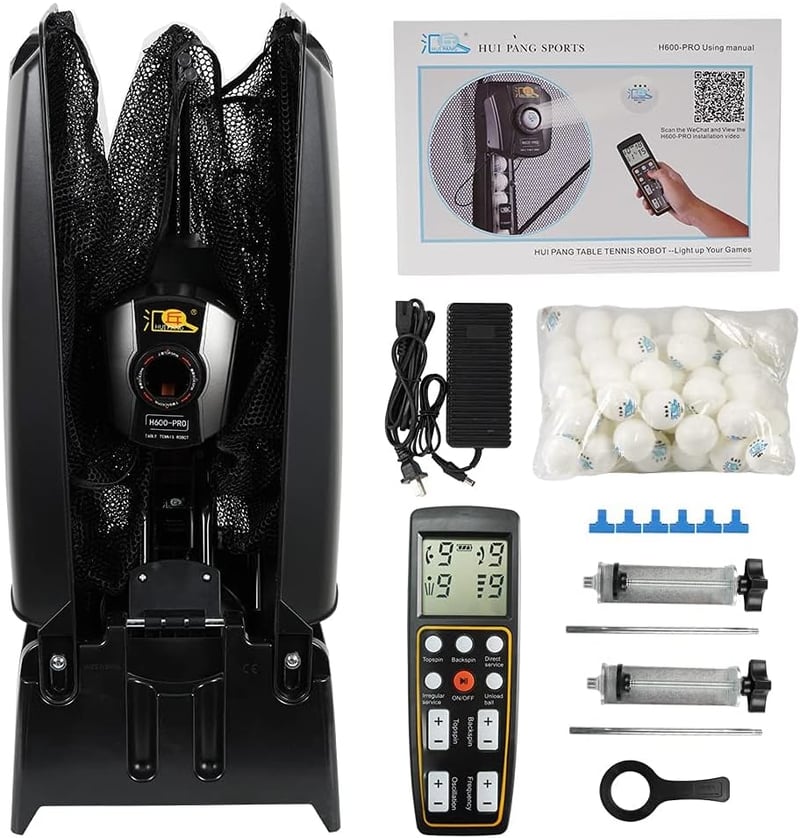 Table Tennis Robot with Net and 100 Balls, 9 Spin Modes
