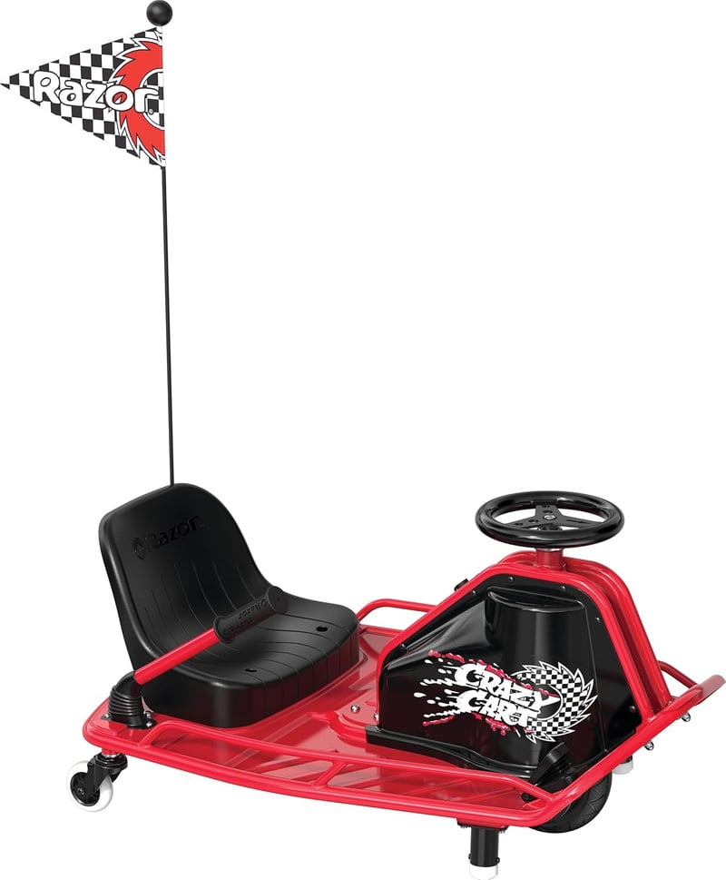 Electric Drifting Go Kart with Drift Bar, 12 mph, Black/Red