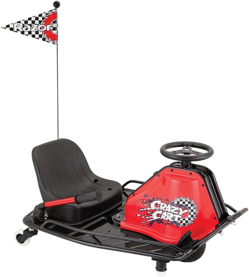 Electric Drifting Go Kart with Drift Bar, Black/Red, 12 mph
