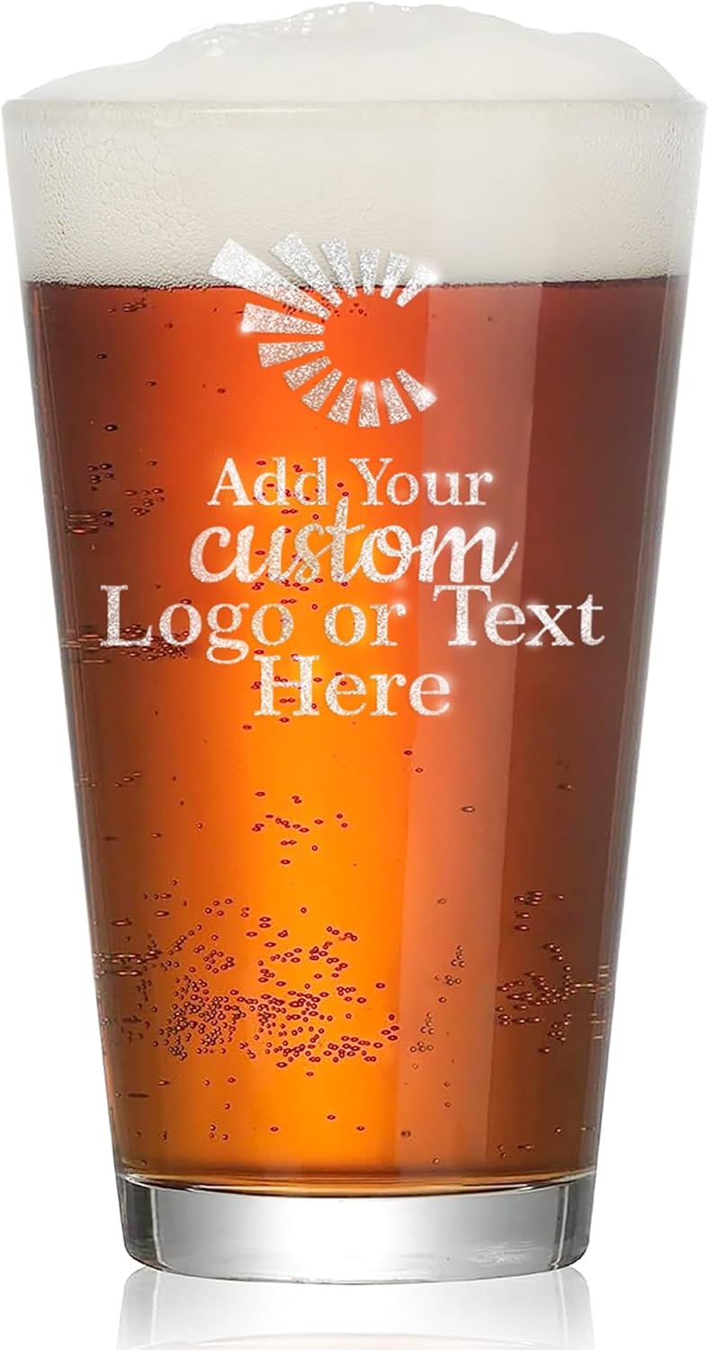 Custom Photo/Text Pint Glass – Birthday & Father's Day Gift