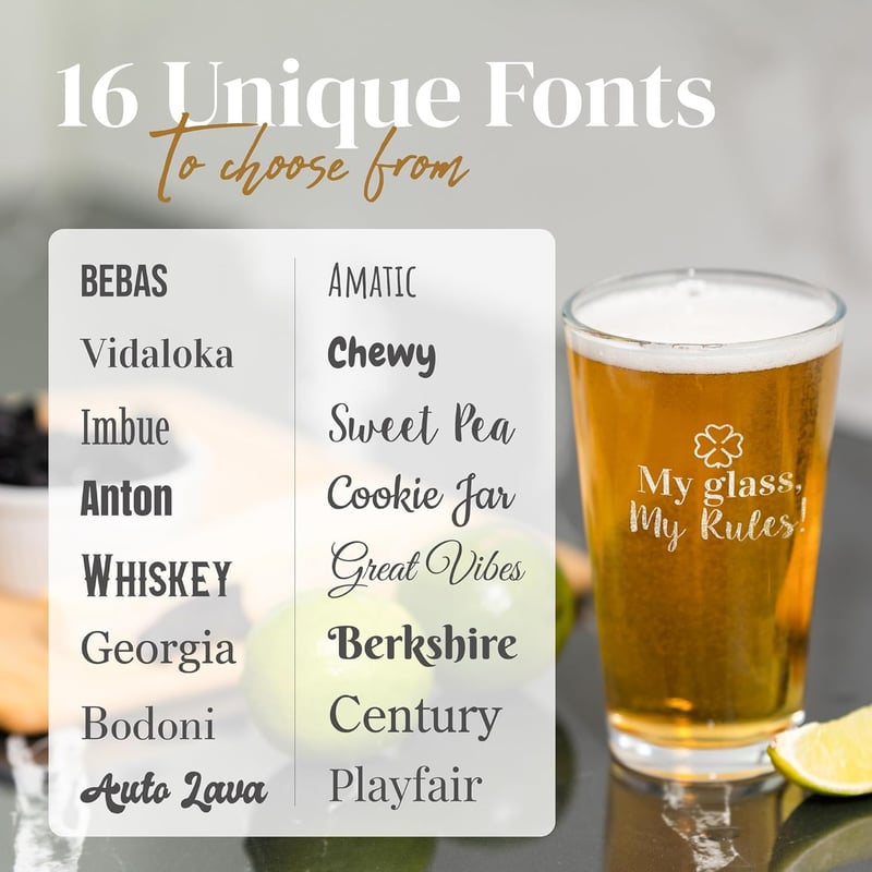 Custom Photo/Text Pint Glass – Birthday & Father's Day Gift