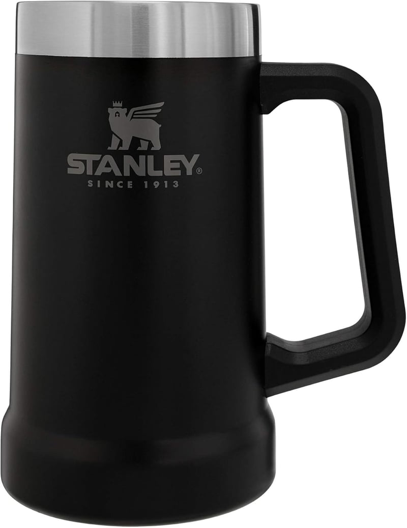 Insulated Stainless Steel Beer Stein 24 oz with Big Grip Handle