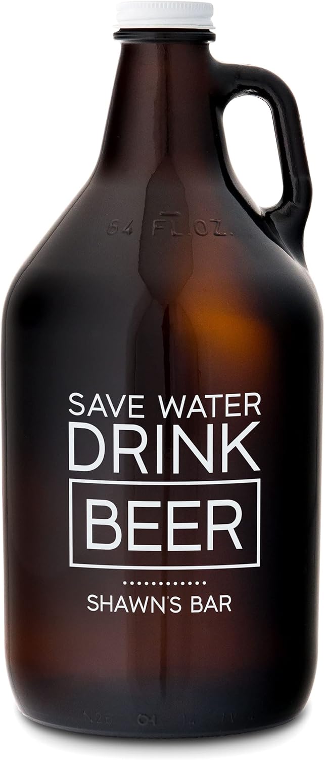 Personalized Amber Glass Beer Growler – Wedding Gift