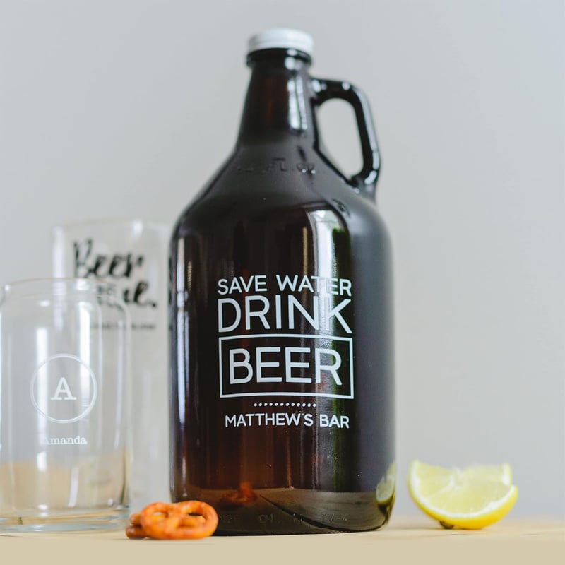 Custom Amber Glass Beer Growler - Drink Beer Print