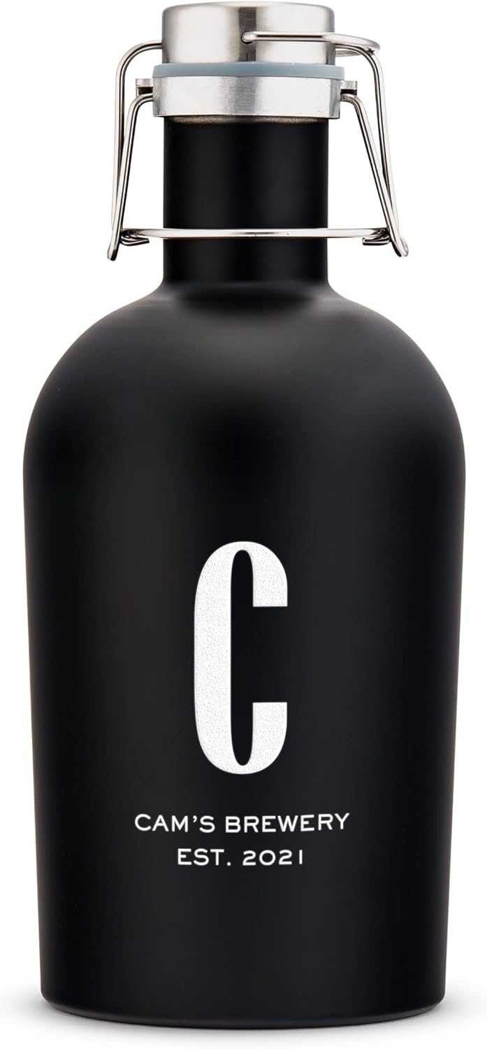 Wedding Custom Monogram Beer Growler - Black Steel