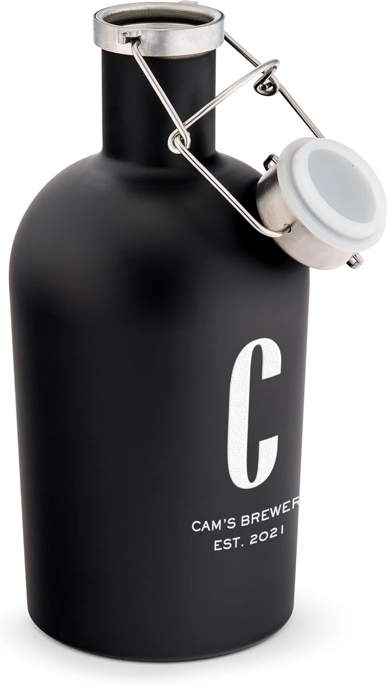 Wedding Custom Monogram Beer Growler - Black Steel