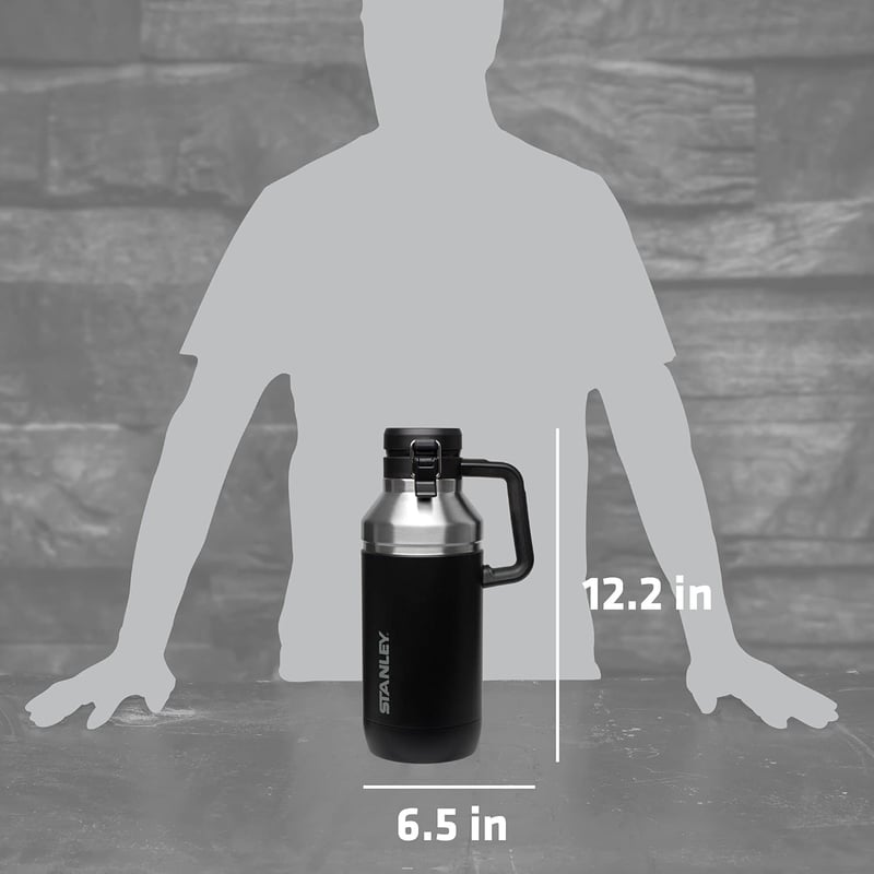 Insulated Matte Black 64 oz Steel Beverage Growler
