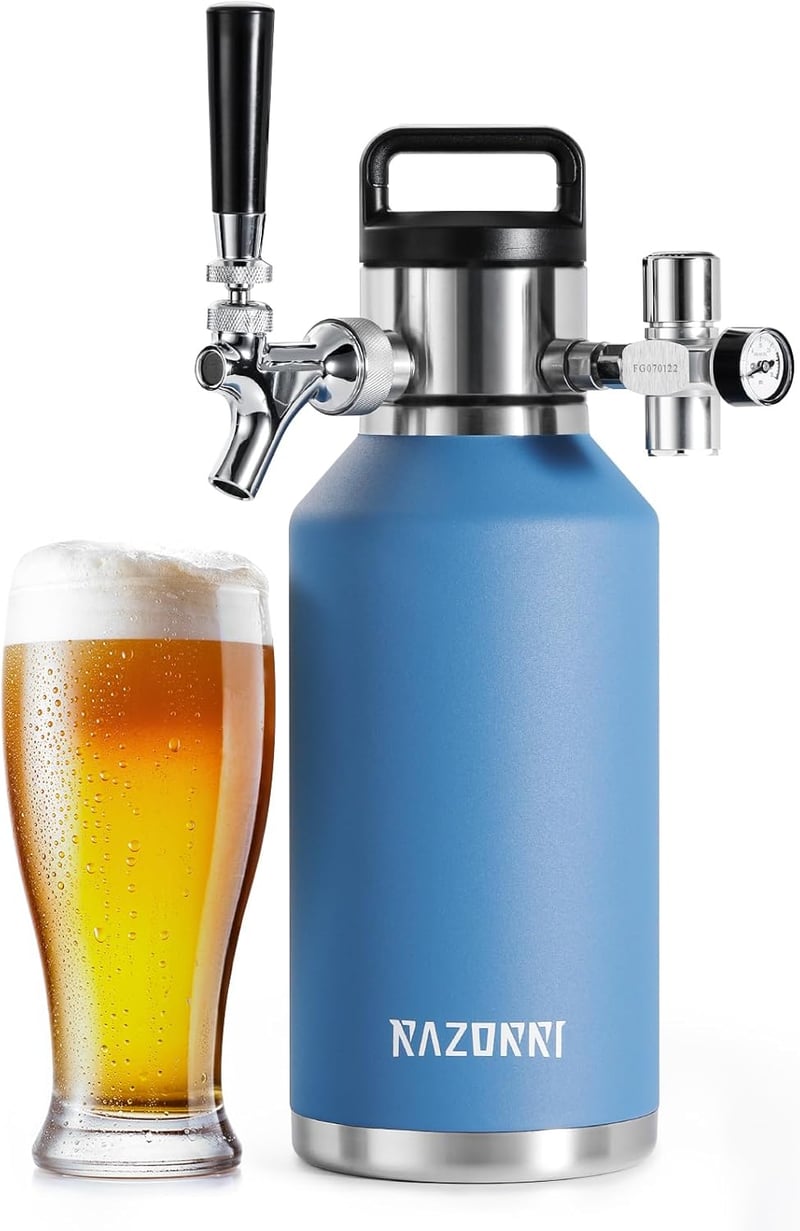 64oz Stainless Steel Beer Growler with CO2 Tap