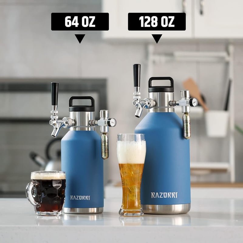 64oz Stainless Steel Beer Growler with CO2 Tap