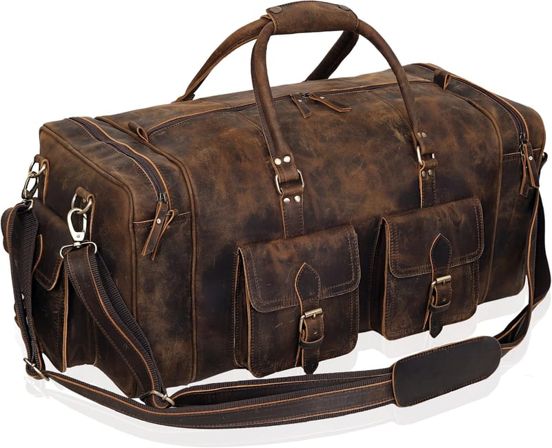 Men's Leather Duffel Bag for Travel, Gym, or Weekend Trips