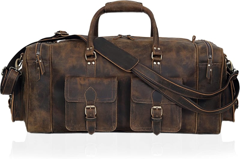 Men's Leather Duffel Bag for Travel, Gym, or Weekend Trips