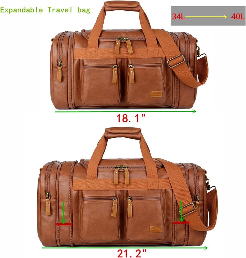 Vegan Leather Weekender Duffel Bag for Men & Women