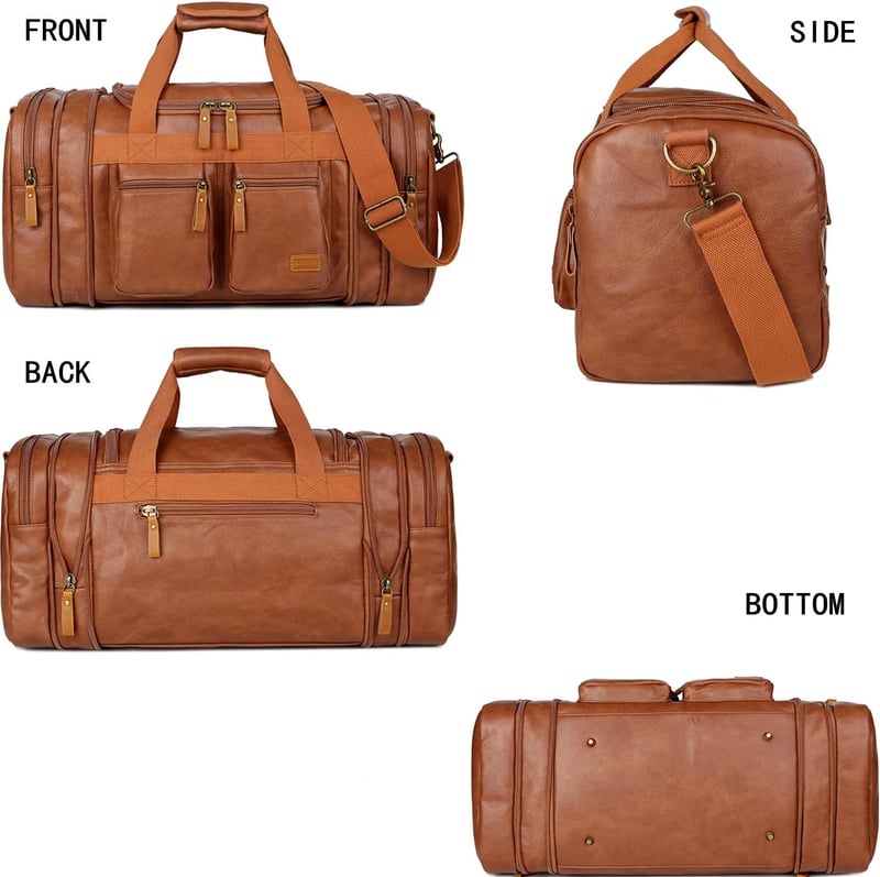 Vegan Leather Weekender Duffel Bag for Travel & Sports