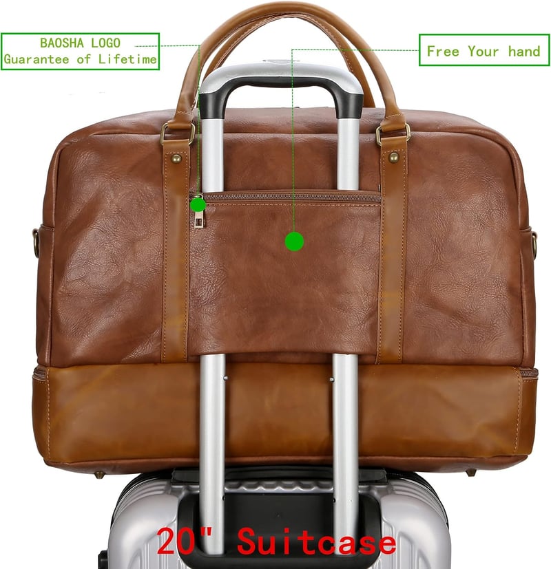 Vegan Leather Weekender Duffel with Shoe Compartment