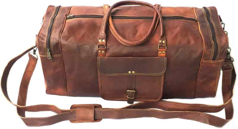 Vintage Leather Duffel Bag, Handcrafted, 28