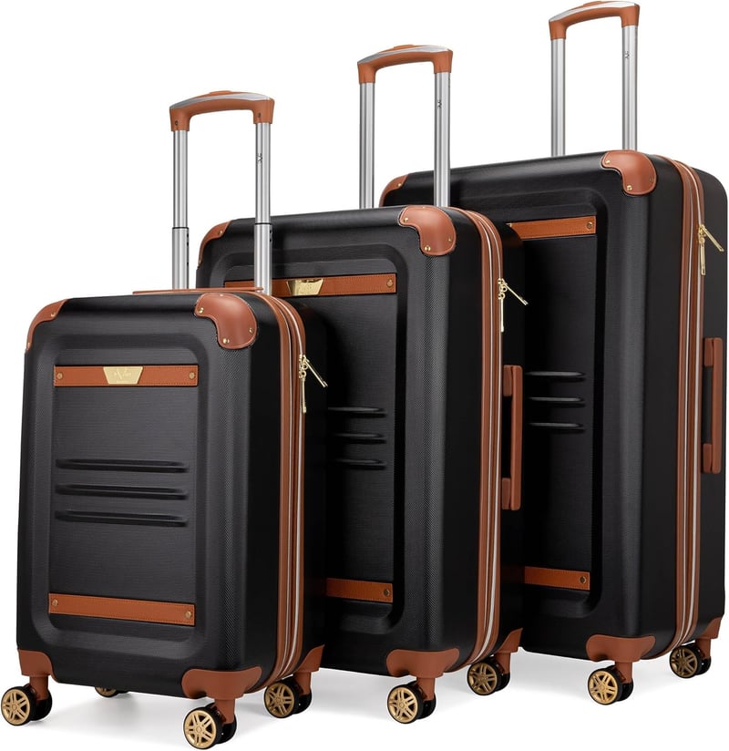 Expandable Vintage 3-Piece Spinner Luggage Set