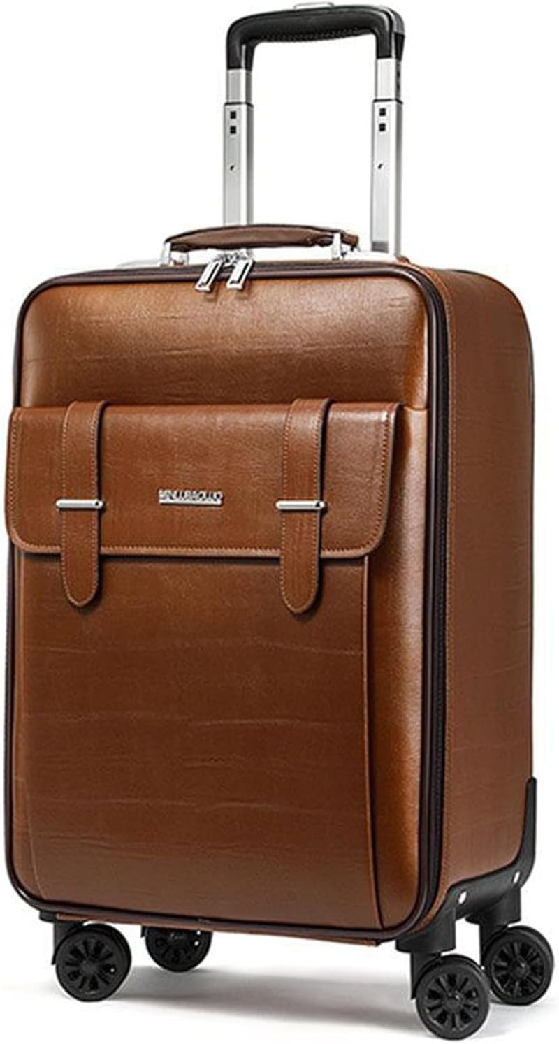 Business Carry-On Spinner Luggage, Waterproof PVC Leather, 20