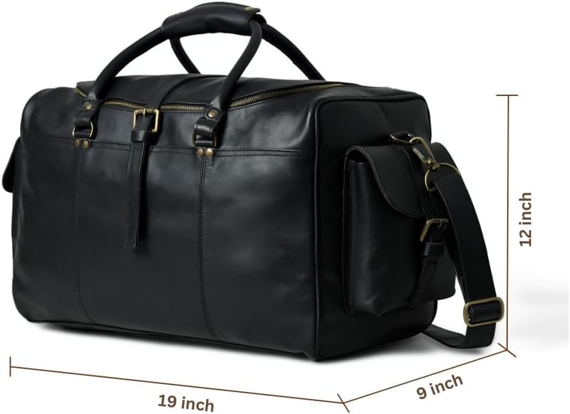 Leather Weekender Bag - Full Grain Travel Duffel for Men & Women