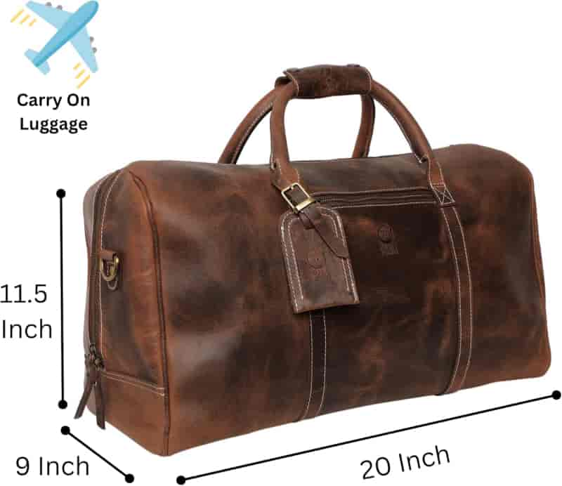 Handmade Leather Carry-On Duffel Bag for Travel