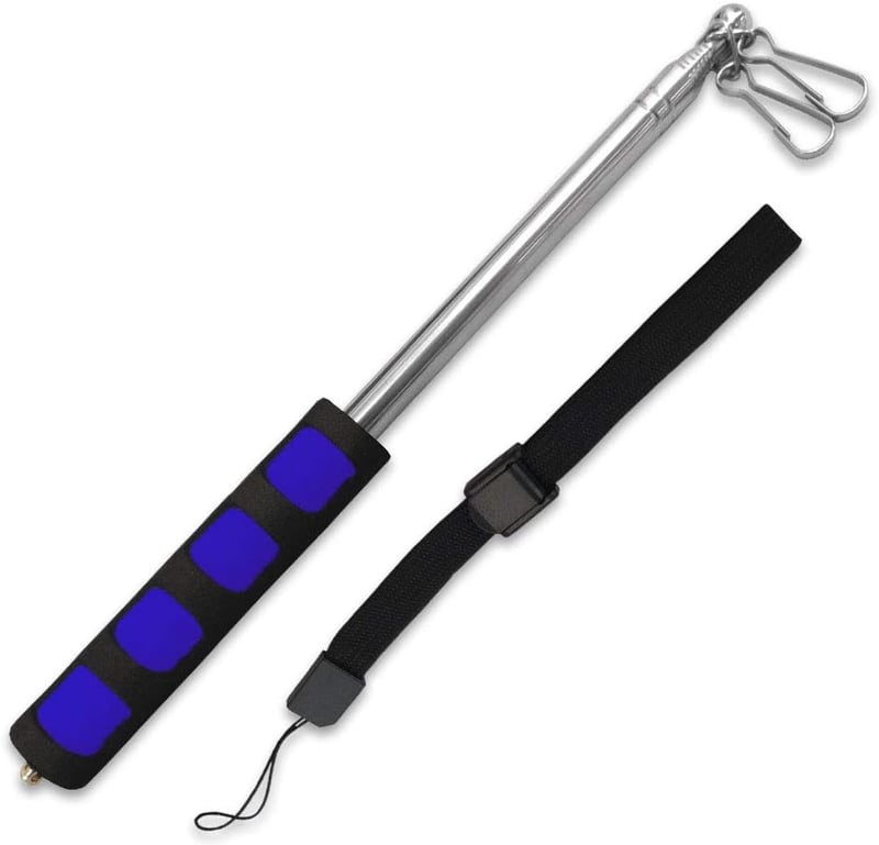 Compact Blue Retractable Handheld Pole for Events